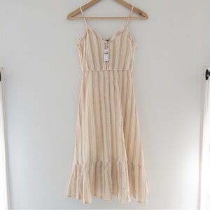 NWT Aerie Cream Striped Midi Dress